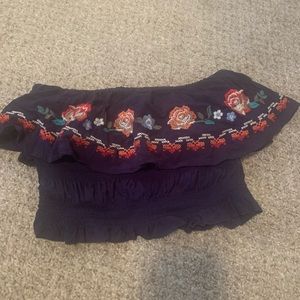 Navy blue cropped tube top